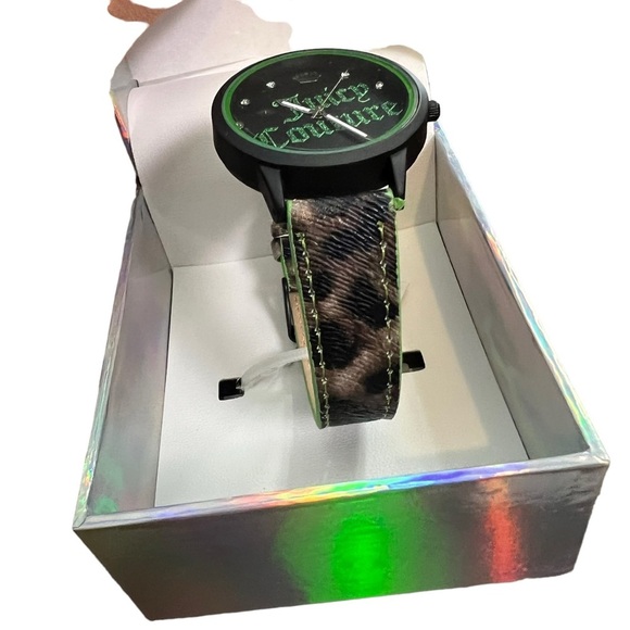 3/$30 🍂Juicy Couture the Black Label Green Leopard Print Watch - Picture 5 of 6